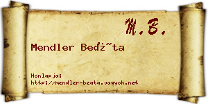 Mendler Beáta névjegykártya