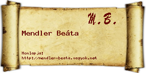 Mendler Beáta névjegykártya